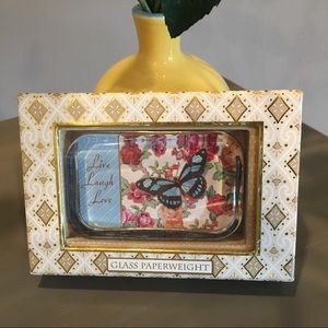 Live Laugh Love Glass Paperweight in box